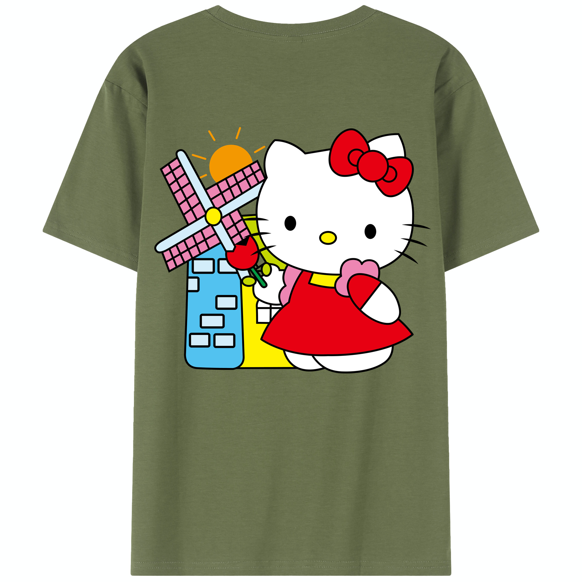 （画像用） Hello Kitty ハローキティ 綿100％半袖Tシャツ（背面プリント）